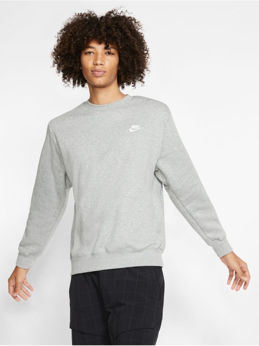 Nike Light Gray Crewneck Sweatshirt Club Fleece